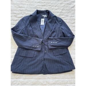 Torrid Navy Pinstripe Blazer Notch Lapel Lined Women's Size 00 M/L 10